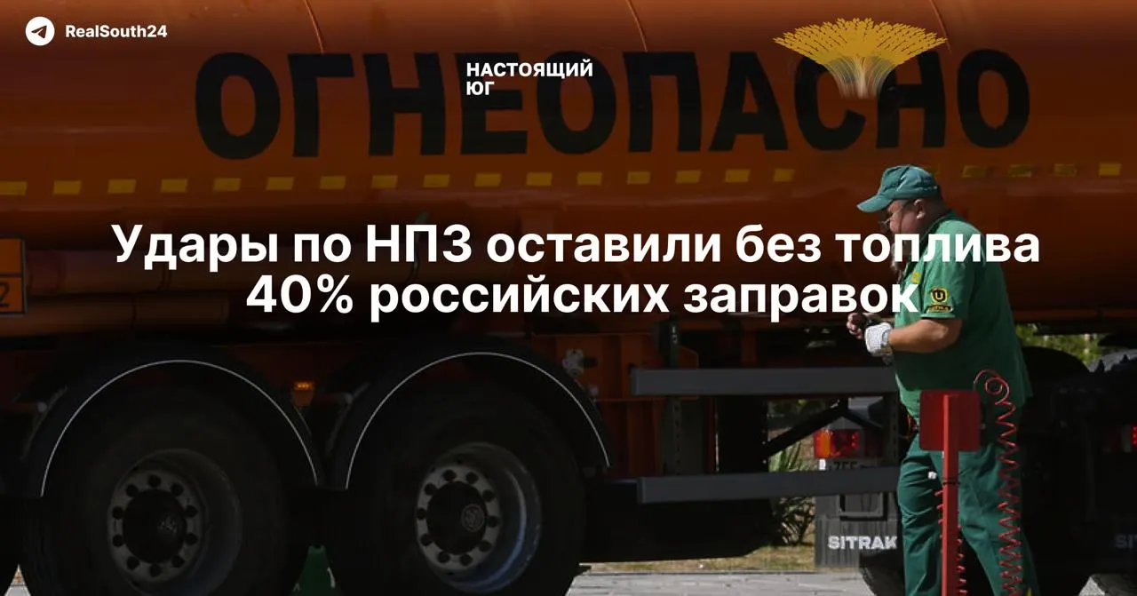 Удары дронов остановили работу 11 НПЗ, производство бензина сократилось, а независимые заправки остались без стабильных поставок — оптовые цены выросли, возможны лимиты и очереди.