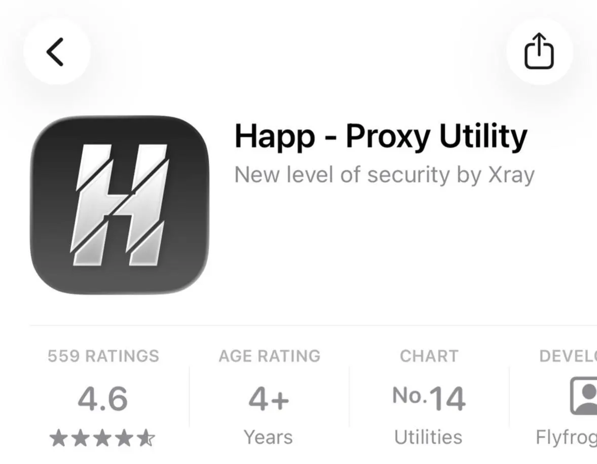 В российском App Store перестало быть доступно приложение для обхода блокировок Happ — Proxy Utility Plus: при попытке открыть ссылку пользователи видят сообщение о недоступности в регионе.