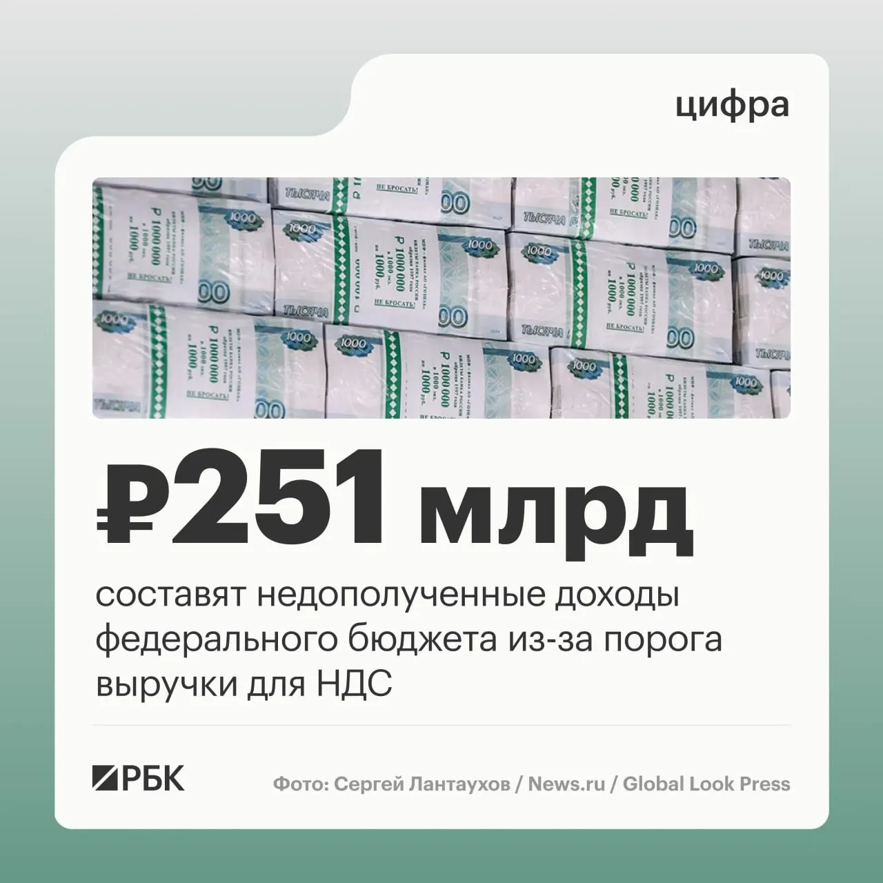 Внесённый в Госдуму законопроект предлагает оставить порог выручки для перехода на НДС на уровне 20 млн руб. ещё на 2027–2029 годы; оценённый недополученный доход бюджета — 251,1 млрд руб., в том числе около 51,1 млрд в 2027 году и по ~100 млрд в 2028 и 2029 годах.